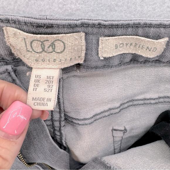 LOGO by Lori Goldstein Women’s Patchwork Boyfriend Jeans Grey-blue size 16 tall - Picture 3 of 3